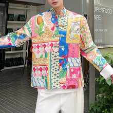 Load image into Gallery viewer, Stand-collar Disc-button Floral Jacket
