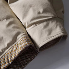 Load image into Gallery viewer, Plaid Patchwork Faux Two-piece Down Shirt Jacket
