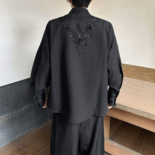 Load image into Gallery viewer, Silky 3D Lace Rose Gem Button Loose Shirt
