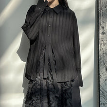 Load image into Gallery viewer, Striped Textured Loose Long-sleeved Shirt
