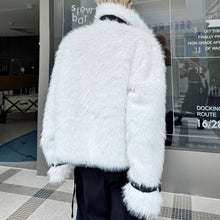 Load image into Gallery viewer, Reversible Deconstructed Leather Paneled Faux Fur Coat
