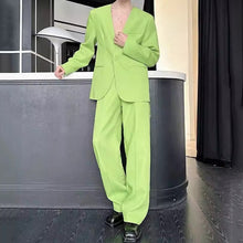 Load image into Gallery viewer, Collarless Casual Tie-up Suit Jacket and Slim-fit Trousers Two-piece Set
