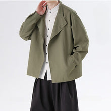 Load image into Gallery viewer, Cotton and Linen Loose Casual Stand Collar Jacket
