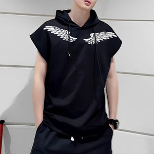 Printed Sports Loose Vest Hoodie