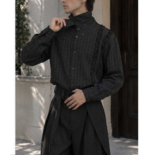 Load image into Gallery viewer, French Retro Striped Ruffled Collar Shirt
