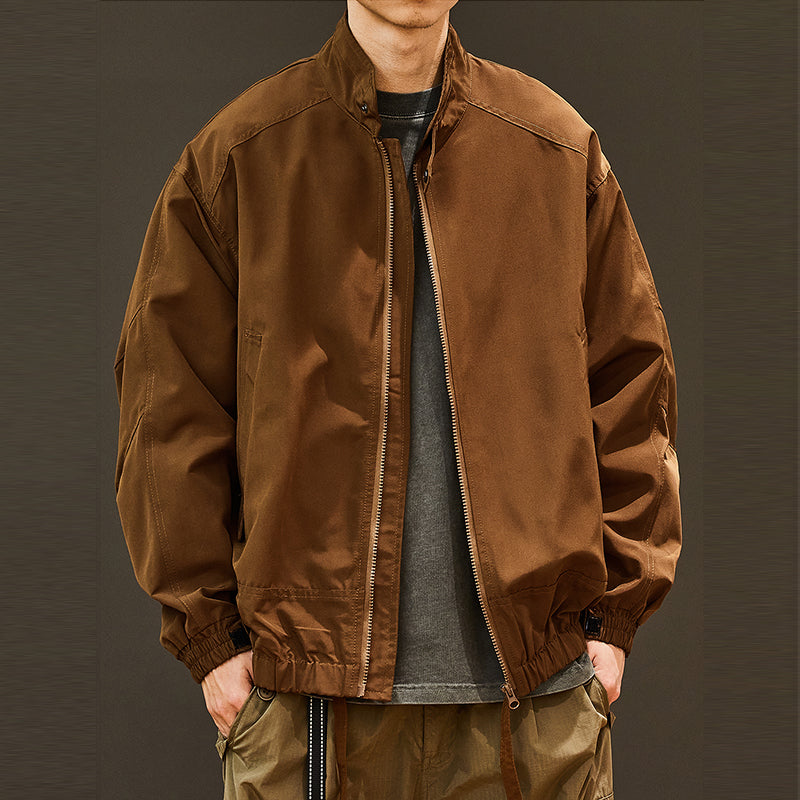 Stand-up Collar Loose Casual Solid Color Jacket