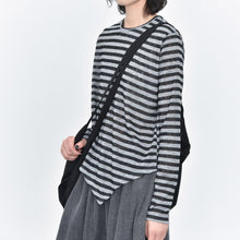 Load image into Gallery viewer, Crew Neck Striped Casual Irregular Hem Shirt
