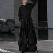 Load image into Gallery viewer, Irregular Slanted Placket Shirt and Trousers Two-piece set
