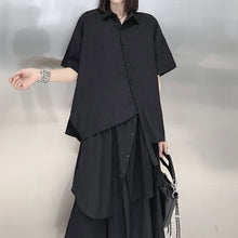 Load image into Gallery viewer, Irregular Loose Solid Color Shirt Elastic Waist Skirt

