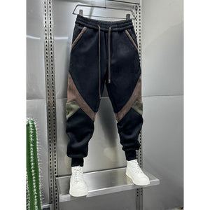 Colorblock Fleece Casual Stretch Harem Pants