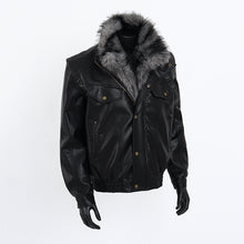 Load image into Gallery viewer, Fur Collar PU Leather MotorcycleJacket
