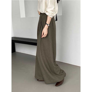 Pleated Drawstring Casual Wide-leg Pants