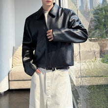Load image into Gallery viewer, Padded Lapel Leather Jacket
