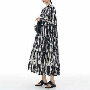 Loose Bohemian Striped Cake Dress