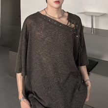 Load image into Gallery viewer, Retro Drawstring Hollow Irregular T-shirt
