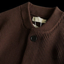 Load image into Gallery viewer, Heavyweight Cotton Crewneck Button Up Knitted Cardigan
