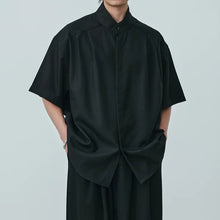 Load image into Gallery viewer, Stand-up Collar Draped Shirt
