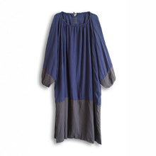 Load image into Gallery viewer, Loose Pleated Lantern Sleeve Color-block Dress
