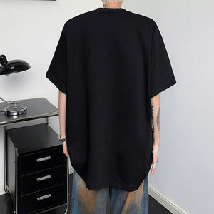 Metal Ring Shoulder Padded Loose T-shirt