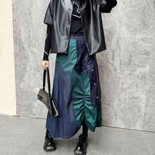 Load image into Gallery viewer, High-waist Denim Contrast Skirt
