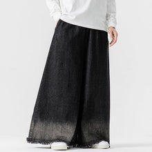 Load image into Gallery viewer, Japanese Retro Denim Gradient Color Raw Edge Wide Leg Pants
