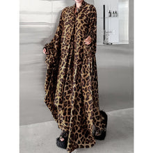 Load image into Gallery viewer, Women's Leopard Print Loose Belted Batwing Sleeve Dress

