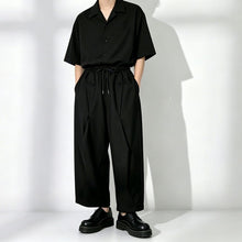 Load image into Gallery viewer, Black Loose-Fit Straight-Leg Drawstring Pants

