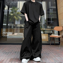 Load image into Gallery viewer, Crew Neck Loose T-shirt with Pleats and Studs
