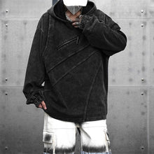 Load image into Gallery viewer, Patchwork Washed Distressed Zipper Retro Sweatshirt
