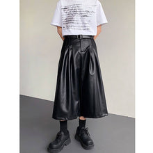 Load image into Gallery viewer, PU Leather Pleated Loose Wide-leg Cropped Trousers

