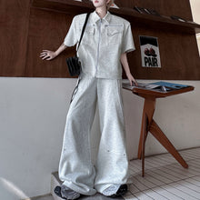 Load image into Gallery viewer, Lapel Multi-Pocket Jacket Casual Pants Solid Color Two-Piece Set
