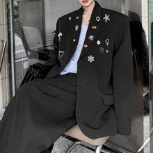 Load image into Gallery viewer, Metal Brooch-embellished Shoulder-padded Casual Blazer
