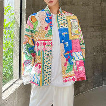 Load image into Gallery viewer, Stand-collar Disc-button Floral Jacket
