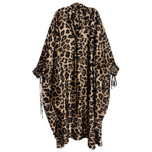 Load image into Gallery viewer, Women's Leopard Print Loose Belted Batwing Sleeve Dress
