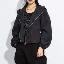 Load image into Gallery viewer, Loose-fitting Hooded Pocket Cargo Short Jacket
