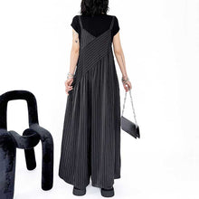 Load image into Gallery viewer, Loose Casual Stitching Striped Wide-leg Overalls
