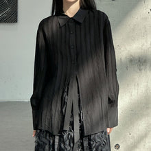 Load image into Gallery viewer, Striped Textured Loose Long-sleeved Shirt
