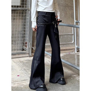 Deconstructed Draped Braided Belted Flared Pants