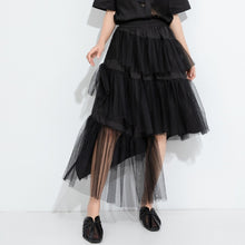 Load image into Gallery viewer, Women's Asymmetric Hem Elastic Waist Puffy Tulle Skirt
