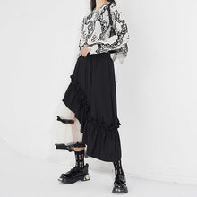 Load image into Gallery viewer, Contrast Color Panel Ruffled Mesh Skirt
