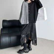 Load image into Gallery viewer, Asymmetrical Fringed Pu Leather Skirt
