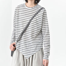 Load image into Gallery viewer, Crew Neck Striped Casual Irregular Hem Shirt
