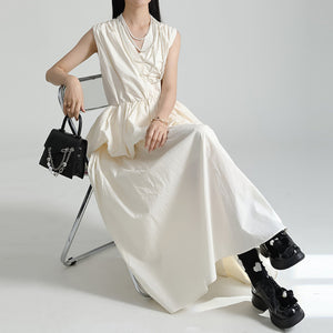 V-neck Ruffled Bud Shirt Dress
