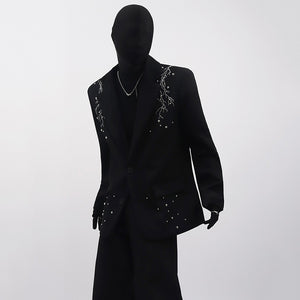 Metal Beaded Loose Suit Jacket