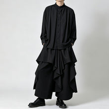 Load image into Gallery viewer, Japanese Asymmetrical Layered Ruffle Fluid Draped Wide-leg Skirt-pants
