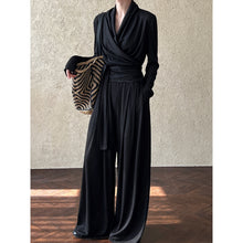Load image into Gallery viewer, Irregular One-shoulder Waisted Pleated Top Wide-leg Pants Two-piece Set
