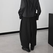 Load image into Gallery viewer, Striped Wide-leg Loose Fleece-lined Thick Knit Cropped Pants
