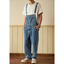 Load image into Gallery viewer, Retro Straight-Leg Cargo Denim Overalls
