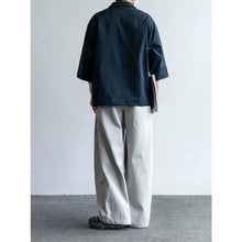 Load image into Gallery viewer, Japanese Plaid Paneled Layered Three Quarter Sleeve Cargo Shirt
