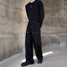 Load image into Gallery viewer, Topstitched Metallic Layered Cargo Pants
